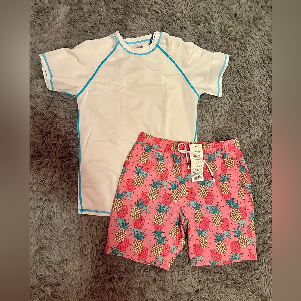 Boys Swims trunks AND rash guard! Size 14-16 (XL).  New with tags!